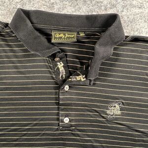 Bobby Jones Polo Men’s XL Golf‎ Logo Embroidered Black Gold Striped Short Sleeve